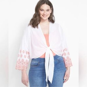 Lane Bryant Tie-Front Eyelet Overpiece